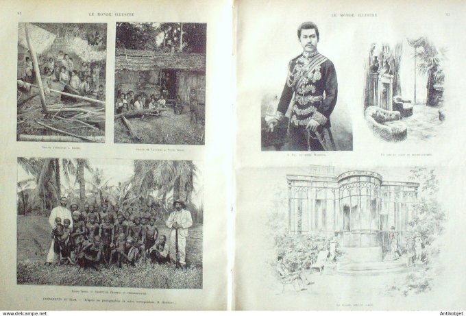 Le Monde illustré 1893 n°1897 Siam My-Tho Sambor Kratié Mékong Kham-Muon Khone Stung-Treng