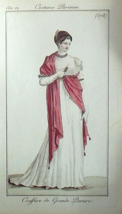Gravure Mode Costume Parisien 1804 an 12 # 578 (eau forte old Fashion plate
