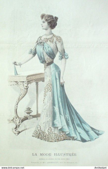 Gravure Mode illustree 1901 #  1 (Old Fashion plate) RARE