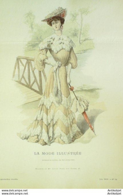 Gravure Mode illustree 1903 # 24 (Old Fashion plate) rare