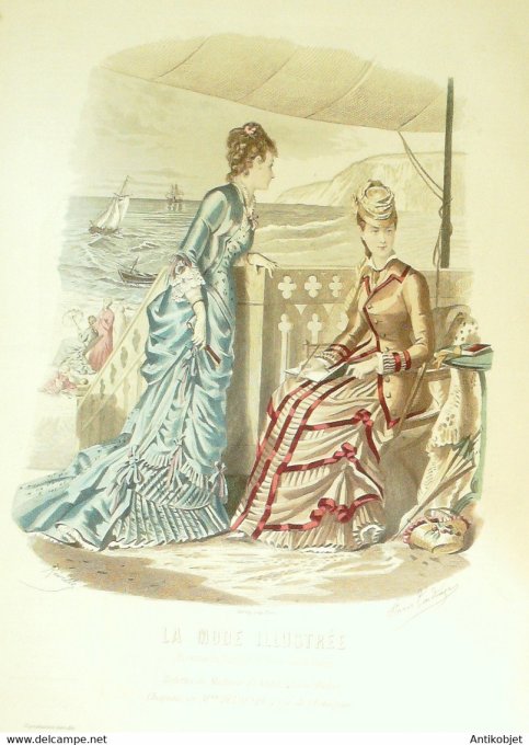 Gravure de mode La Mode illustrée 1878 n°32 (Maison Fladry-Deloffre)