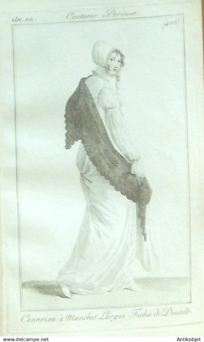 Costume Parisien 1802 an 10 # 406 (eau forte) Cannezou ? manches Fichu