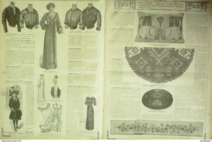 La Mode illustrée journal 1910 n° 49 Toilettes Costumes Passementerie
