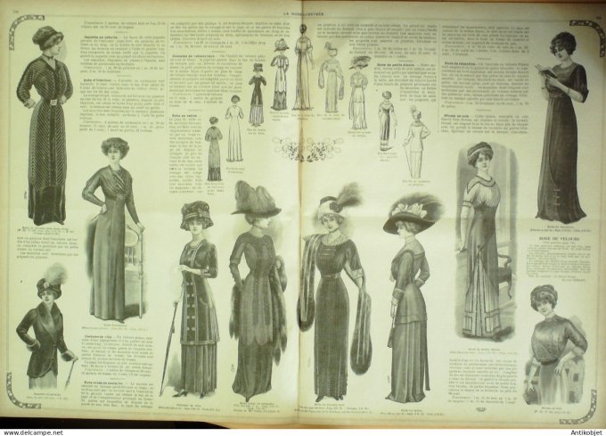 La Mode illustrée journal 1910 n° 49 Toilettes Costumes Passementerie