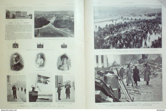 L'illustration 1905 n°3274 Norvège Haakon VII vapeur Hilda St-Malo (35) catastrophe Espagne Estramad