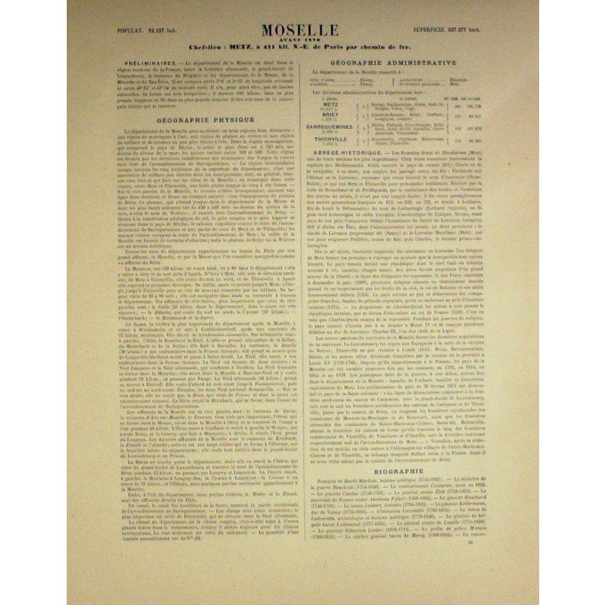 Carte Moselle (57) Metz Graveur Lecoq Waltner Barbier 1868