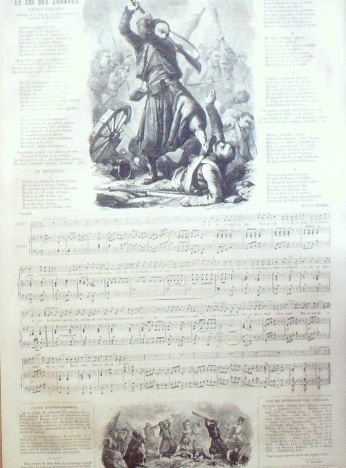 L'Univers illustré 1859 #  57 Italie Milan Corsico Partition cri des zouaves
