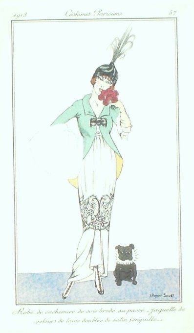 Souef J.Renee Pochoir Mode Art Deco n°  57-1913 Journal des Dames