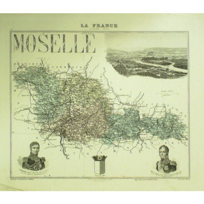 Carte Moselle (57) Metz Graveur Lecoq Waltner Barbier 1868