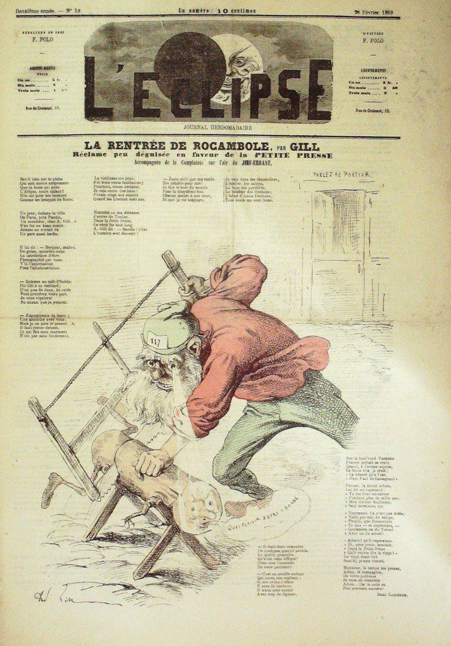 L'ECLIPSE-1869/58-RENTREE de ROCAMBOLE-André GILL