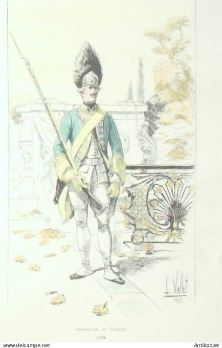 Grenadier francais en 1768 signé Louis Vallet