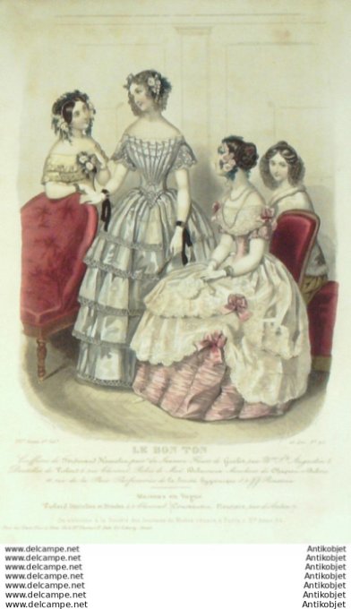 Gravure Mode Le Bon Ton 1849 16 # 25 (aquarelle old fashion plate)