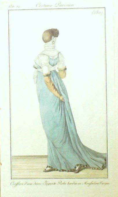 Costume Parisien 1804 an 12 # 580 (eau forte) Robe mousseline turque