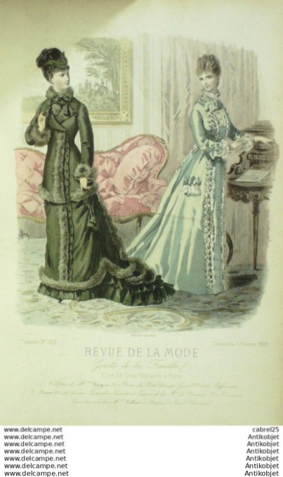 Gravure Mode La Gazette 1878 # 318 (Old Fashion plate)