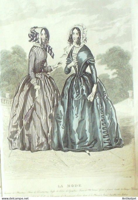 Gravure La mode 1844 # 19 (aquarelle old Fashion plate)