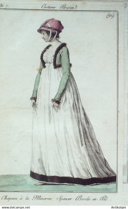 Costume Parisien 1798 an 7 # 91 (eau forte) Spencer bordé en poil