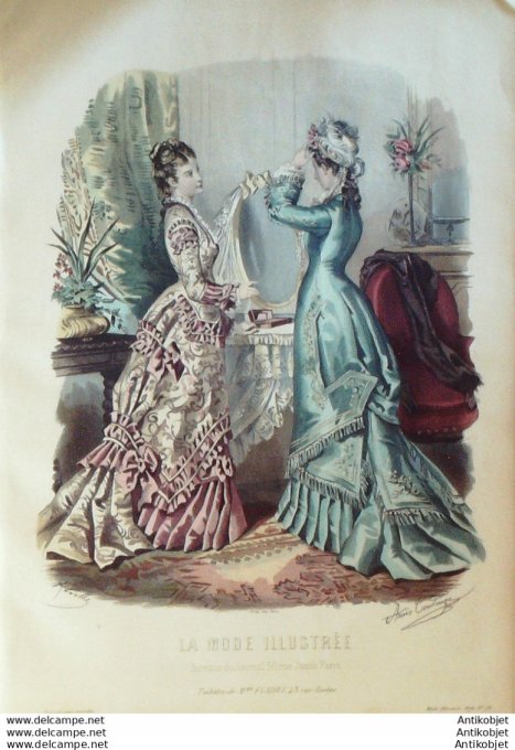 Gravure de mode La Mode illustrée 1876 n°26 (Maison Delaunay)