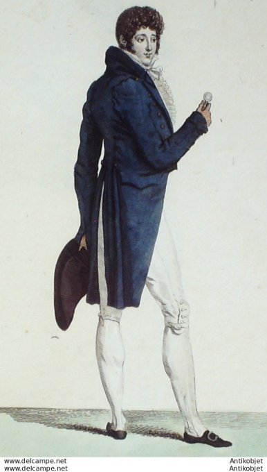 Gravure de mode Costume Parisien 1804 n° 545 (An 12) Demi habillé homme