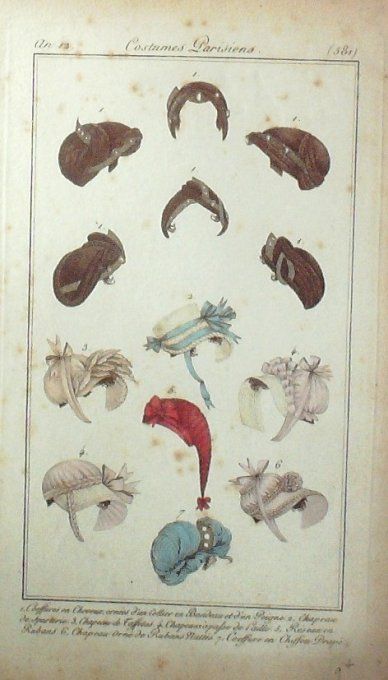 Gravure Mode Costume Parisien 1804 an 12 # 581 (eau forte old Fashion plate