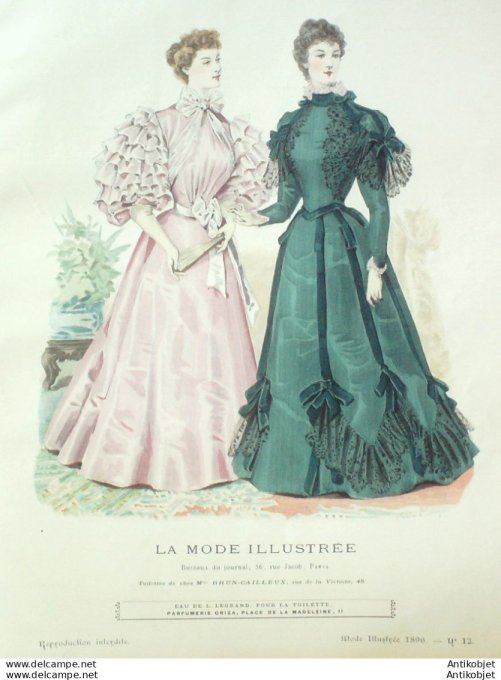 Gravure Mode illustree 1896 # 12 (Old Fashion plate) rare
