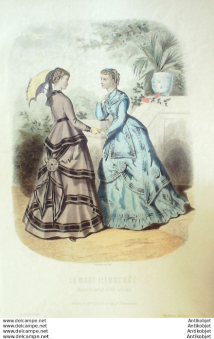 Gravure Mode illustree 1868 # 23 (Old Fashion plate)