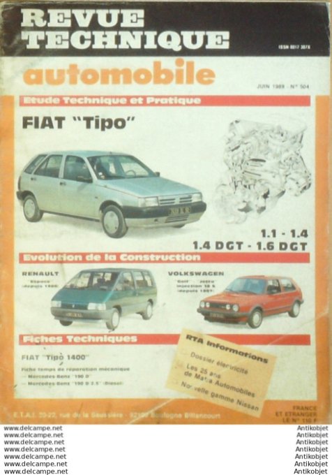 R.T Automobile Fiat Tipo Renault Espace Volkswagen Golf Jetta   # 504