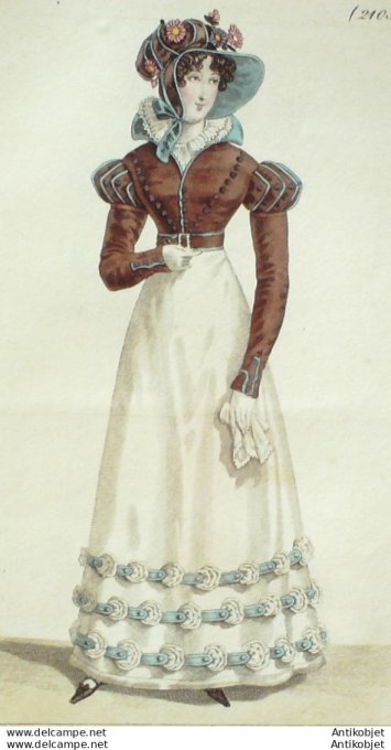 Costume Parisien 1822 # 2103 Robe de barèges Spencer garni