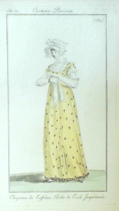 Costume Parisien 1804 an 12 # 582 (eau forte) Robe de toile imprimée