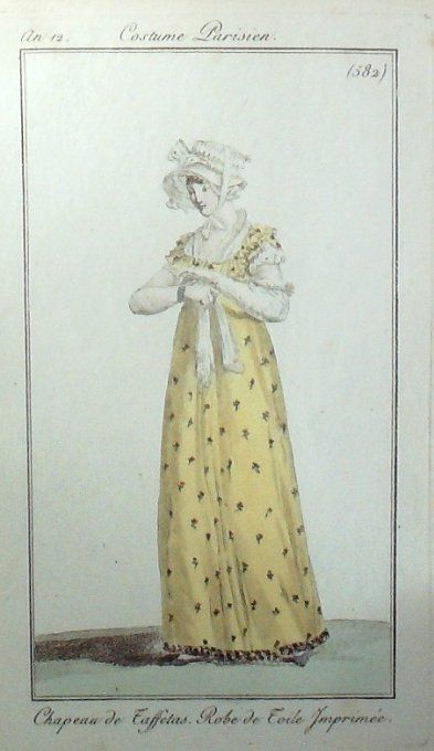 Gravure Mode Costume Parisien 1804 an 12 # 582 (eau forte old Fashion plate