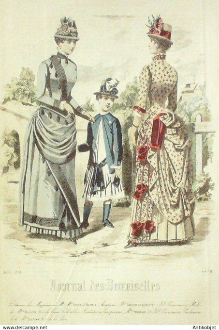 Gravure Mode J.Demoiselles 1884 # 4479b (Old Fashion plate)