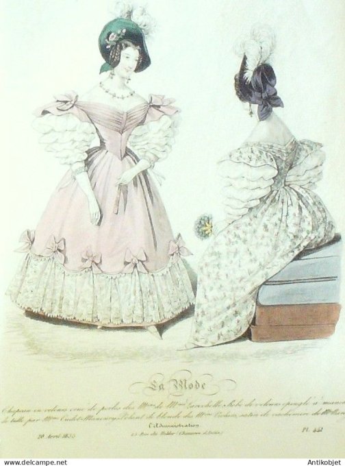 Gravure La mode 1835 # 441 (aquarelle old Fashion plate)