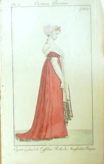 Costume Parisien 1804 an 12 # 583 (eau forte) Robe mousseline turque