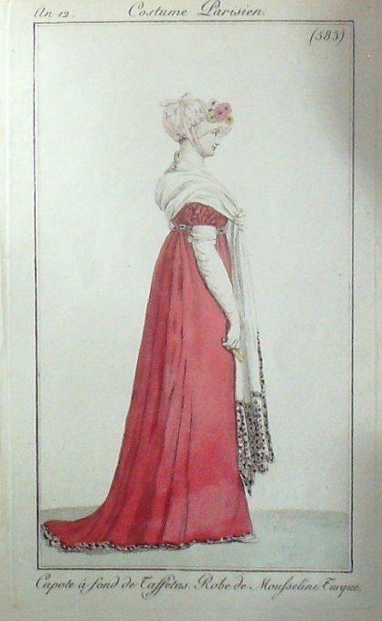 Gravure Mode Costume Parisien 1804 an 12 # 583 (eau forte old Fashion plate