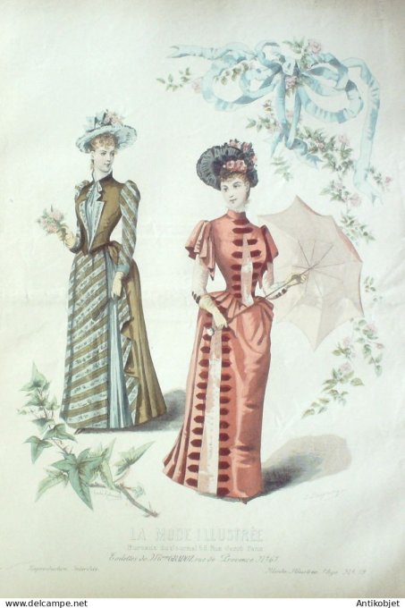 Gravure Mode illustree 1890 # 19 (Old Fashion plate) RARE