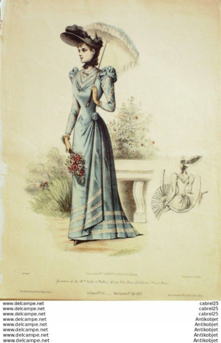 Gravure Mode Le Coquet 1890 # 26 (Old Fashion plate)