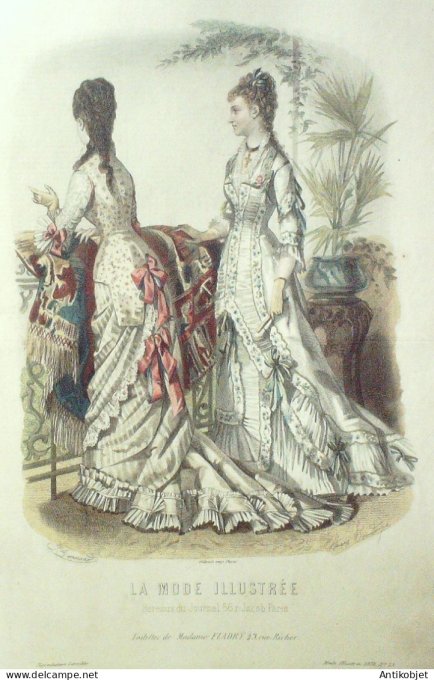 Gravure Mode illustree 1878 # 23 (Old Fashion plate)