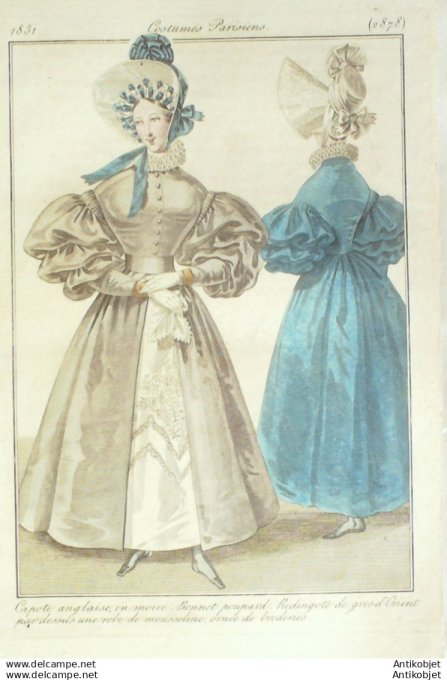 Gravure Mode Costume Parisien 1831 # 2878 (eau forte old Fashion plate