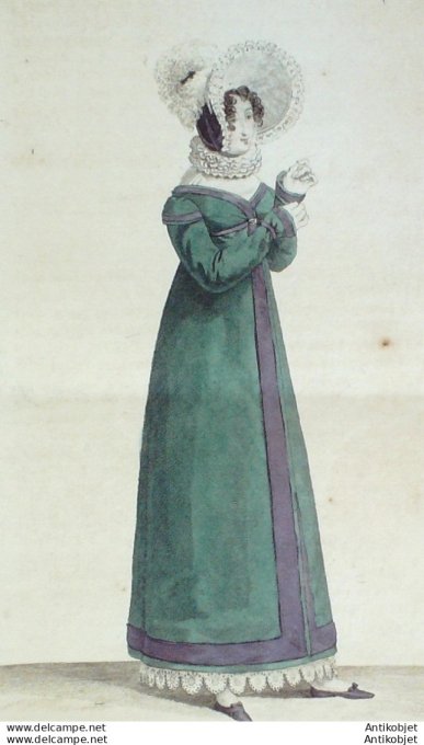 Gravure de mode Costume Parisien 1817 n°1686 Redingote de mérinos