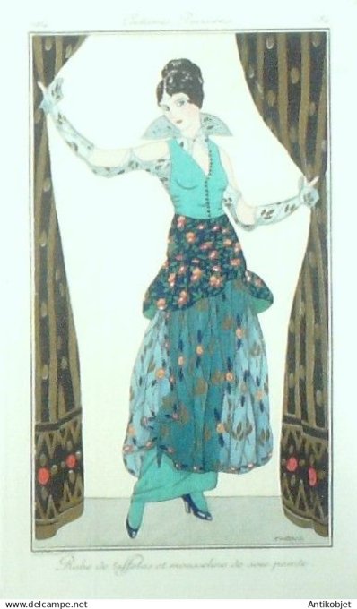 Gravure Costume Parisien 1914 #184 Fabius (eau forte) Robes de Taffetas
