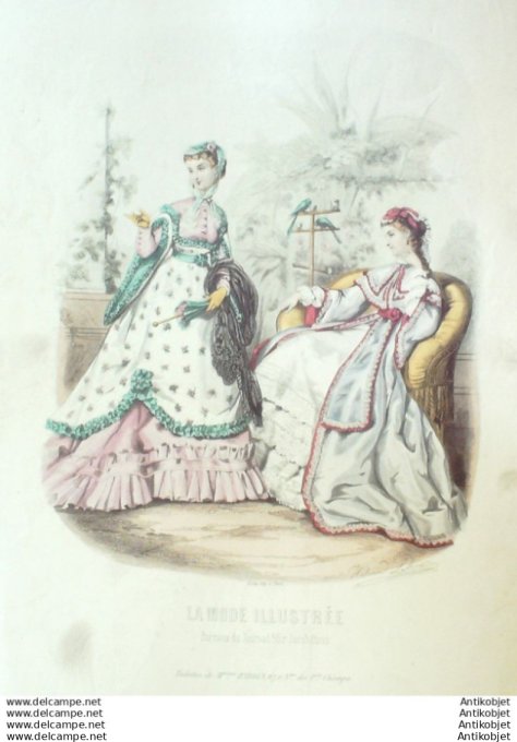 Gravure Mode illustree 1868 # 22 (Old Fashion plate)