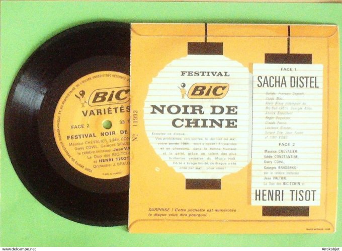 Distel Sacha 45T SP Noir de Chine (Pub Bic) 1964