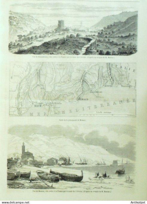Le Monde illustré 1861 n°202 Italie Naples Gaête Rome Borghèse Roquebrune-Cap-Martin Menton (06)