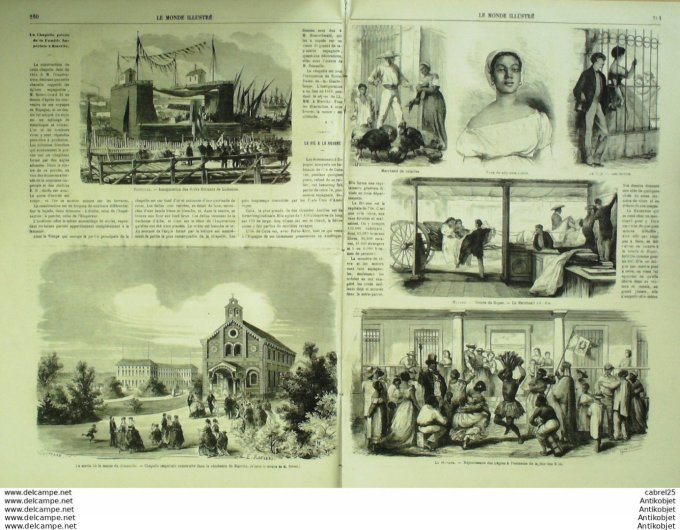 Le Monde illustré 1868 n°602 Portugal Lisbonne Cuba La Havane Espagne Barcelonne Madrid Cortes
