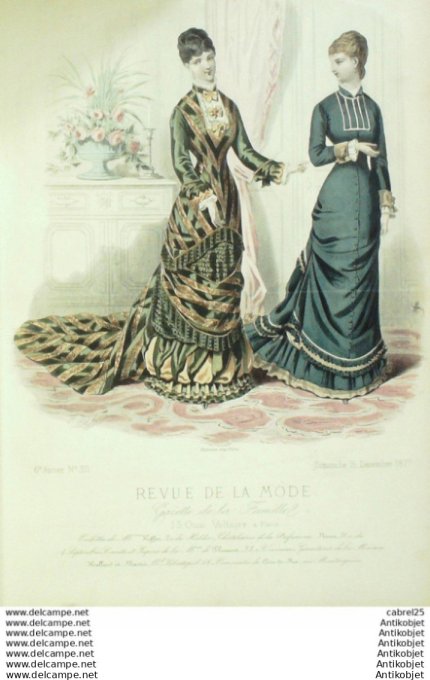 Gravure Mode La Gazette 1877 # 311 (Old Fashion plate)