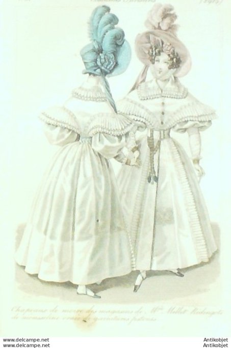Costume Parisien 1831 # 2914 Redingote de mousseline ornée