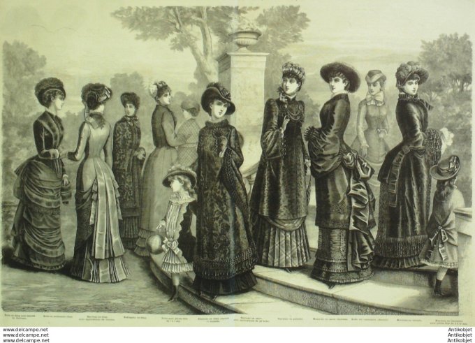 Gravure de mode La Mode illustrée (Maison Coussinet) Pardessus hiver