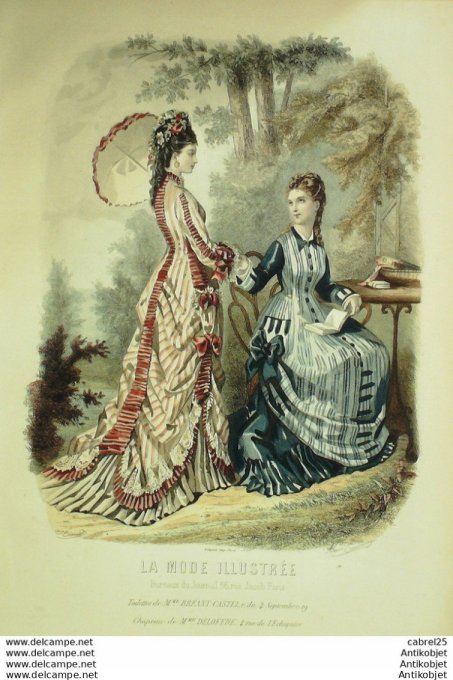 Gravure de mode La Mode illustrée 1876 n°27 (Maison Bréant-Castel)