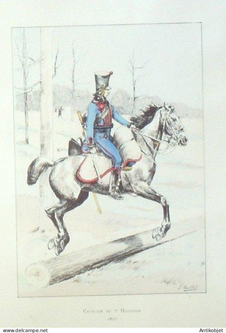 Cavalier Hussard du 3ème régiment en 1806 signé Rouffet