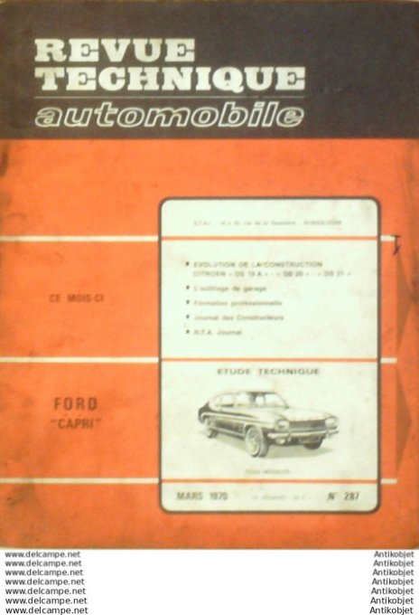 R.T Automobile Ford Capri Citroën DS 19 a/DS 20/DS 21   # 287