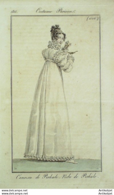 Gravure de mode Costume Parisien 1815 n°1506 Canezou perkale.